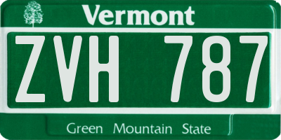 VT license plate ZVH787
