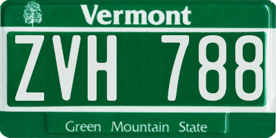 VT license plate ZVH788