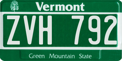 VT license plate ZVH792