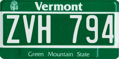 VT license plate ZVH794
