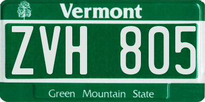 VT license plate ZVH805