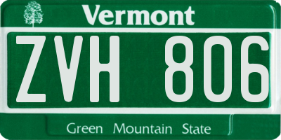 VT license plate ZVH806