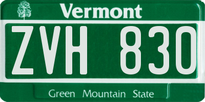 VT license plate ZVH830