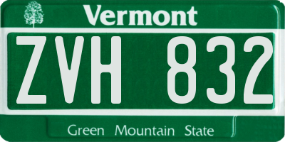 VT license plate ZVH832
