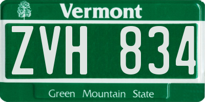 VT license plate ZVH834