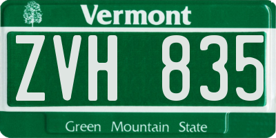 VT license plate ZVH835