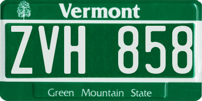 VT license plate ZVH858