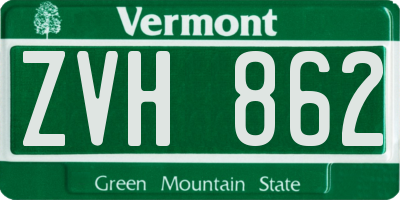 VT license plate ZVH862