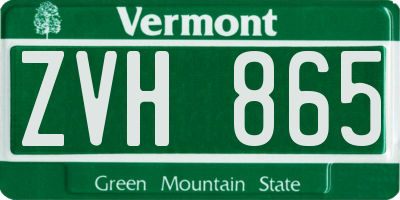 VT license plate ZVH865