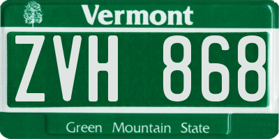 VT license plate ZVH868