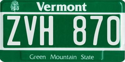 VT license plate ZVH870