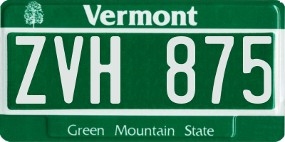 VT license plate ZVH875
