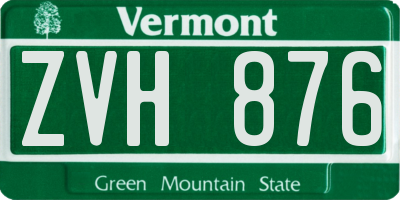 VT license plate ZVH876