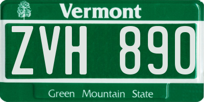 VT license plate ZVH890