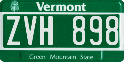 VT license plate ZVH898