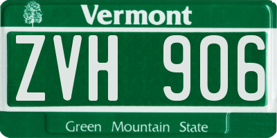 VT license plate ZVH906