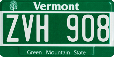 VT license plate ZVH908