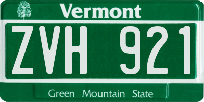 VT license plate ZVH921