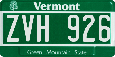 VT license plate ZVH926