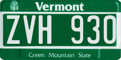 VT license plate ZVH930