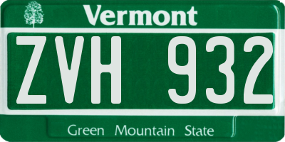 VT license plate ZVH932