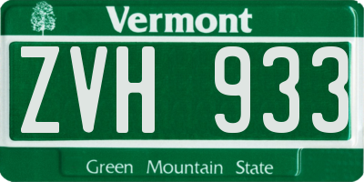 VT license plate ZVH933