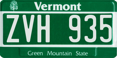 VT license plate ZVH935