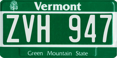 VT license plate ZVH947