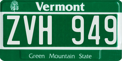 VT license plate ZVH949