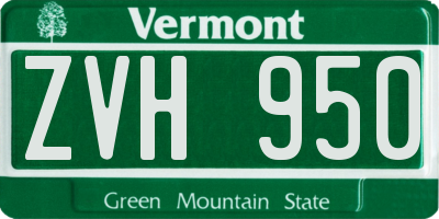 VT license plate ZVH950