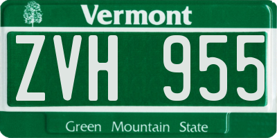 VT license plate ZVH955