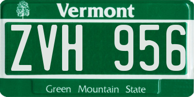VT license plate ZVH956
