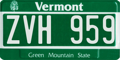VT license plate ZVH959
