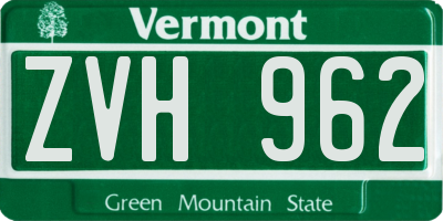 VT license plate ZVH962