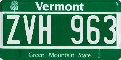 VT license plate ZVH963