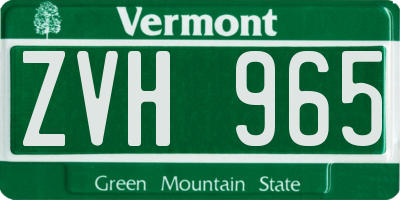 VT license plate ZVH965