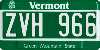 VT license plate ZVH966