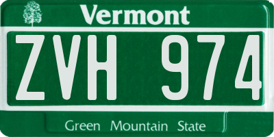 VT license plate ZVH974