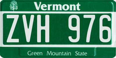 VT license plate ZVH976