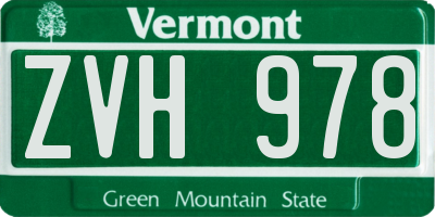 VT license plate ZVH978