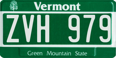 VT license plate ZVH979