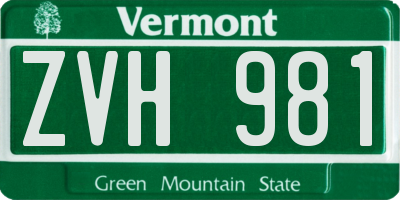 VT license plate ZVH981