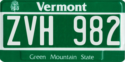 VT license plate ZVH982