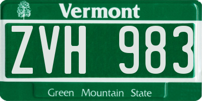 VT license plate ZVH983