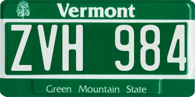 VT license plate ZVH984
