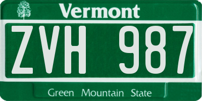 VT license plate ZVH987