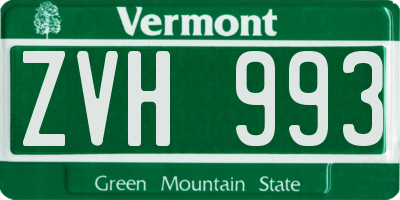 VT license plate ZVH993