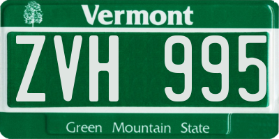 VT license plate ZVH995