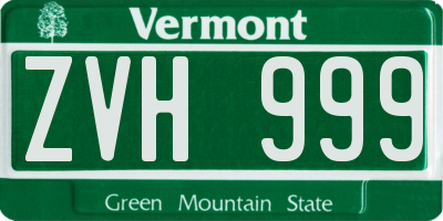 VT license plate ZVH999