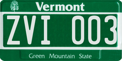 VT license plate ZVI003